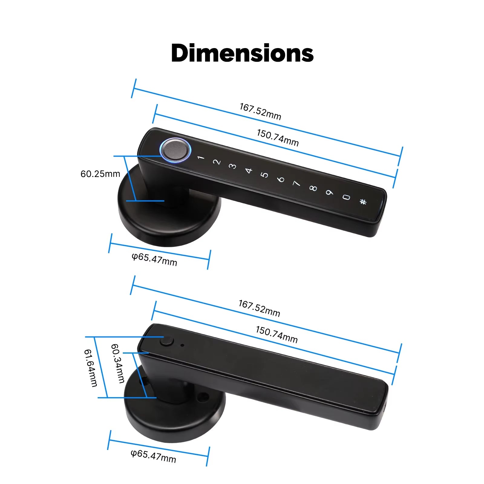 Tuya Bluetooth Smart Fingerprint Door Handle Lock Electronic Password APP Remote Unlock Hotel Apartment Office Rental House