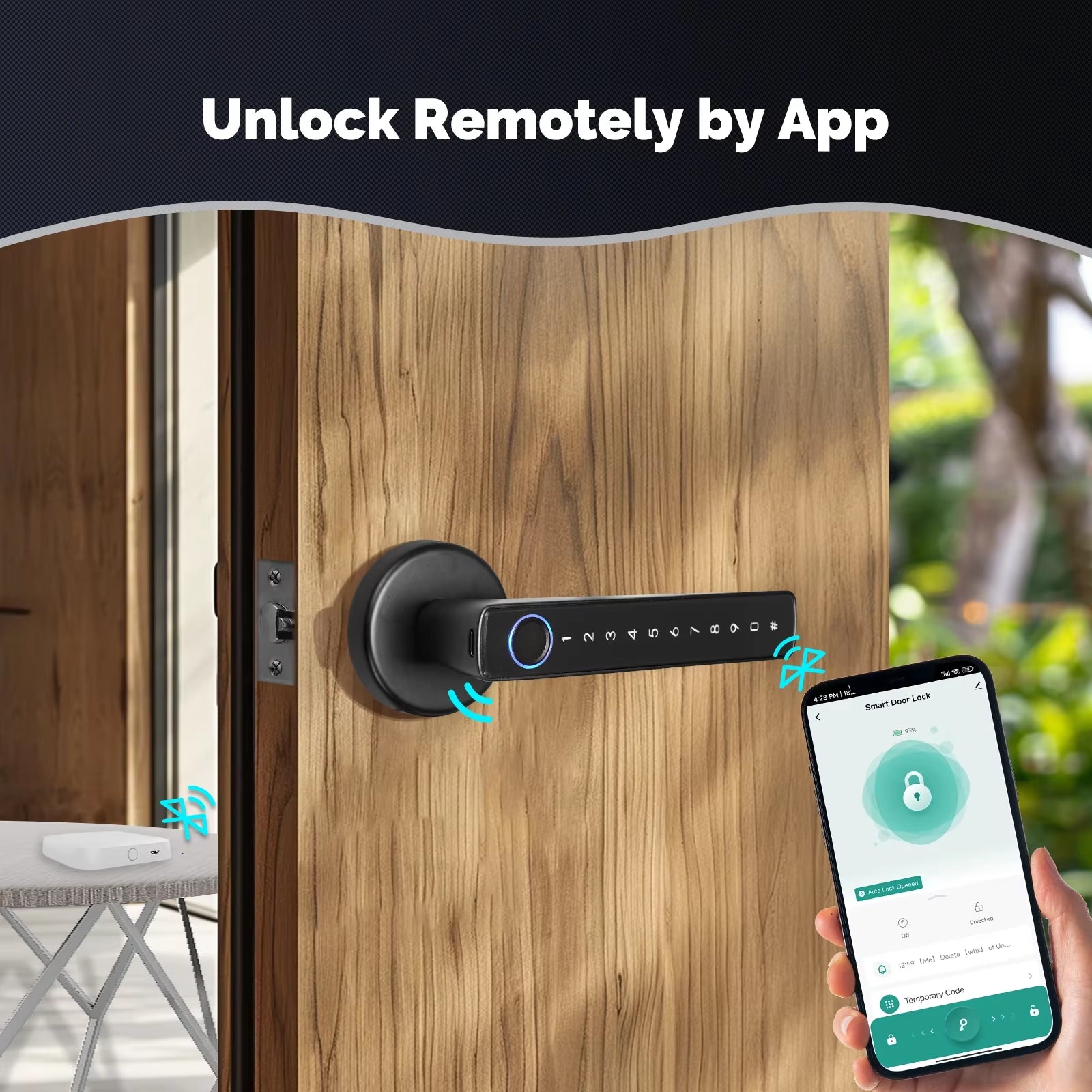 Tuya Bluetooth Smart Fingerprint Door Handle Lock Electronic Password APP Remote Unlock Hotel Apartment Office Rental House