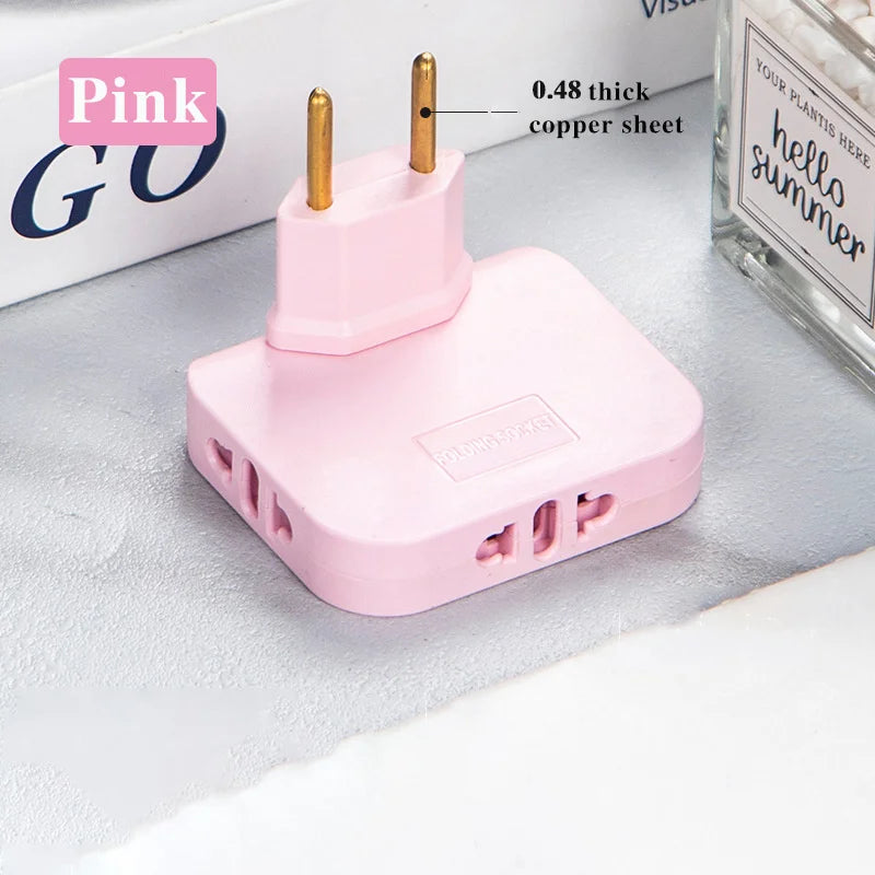 EU Extension Plug Electrical Adapter 3 in 1 Adaptor 180 Degree Rotation Adjustable for Mobile Phone Charging Converter Socket